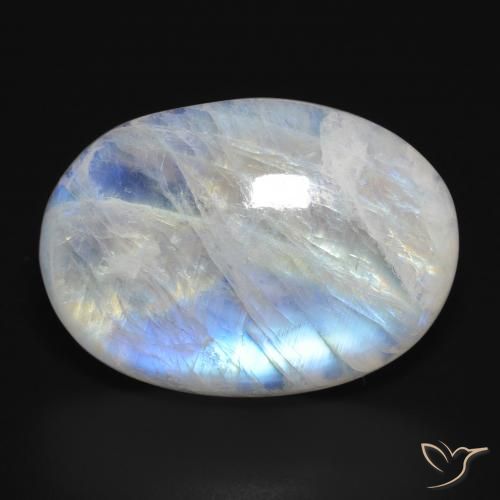 29.81ct Natural Branco azulado Pedra da Lua Arco-Íris, oval, Translúcido