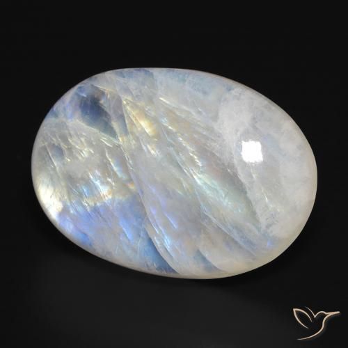 Pedra da Lua Arco-Íris Branco azulado Natural 29.81ct, oval, Translúcido