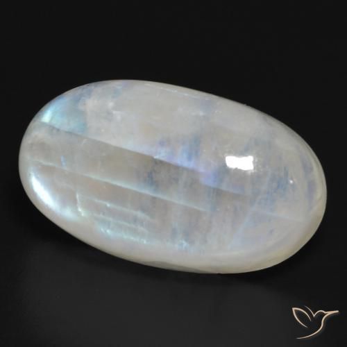 Pedra da Lua Arco-Íris Branco azulado Natural 21.15ct, oval, Translúcido