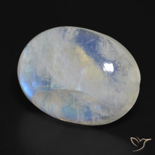 Pedra da lua arco-íris branco natural 19,49ct, corte oval, translúcido