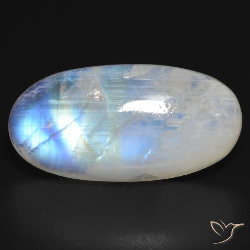 17.17ct Natural Branco azulado Pedra da Lua Arco-Íris, oval, Translúcido