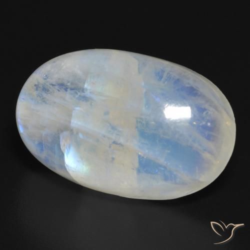 Pedra da Lua Arco-Íris Branco azulado Natural 20.64ct, oval, Translúcido