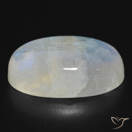 Pedra da Lua Arco-Íris Branco azulado Natural 20.64ct, oval, Translúcido