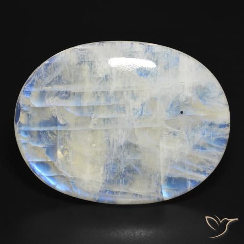 112.39ct Natural Branco azulado Pedra da Lua Arco-Íris, oval, Translúcido