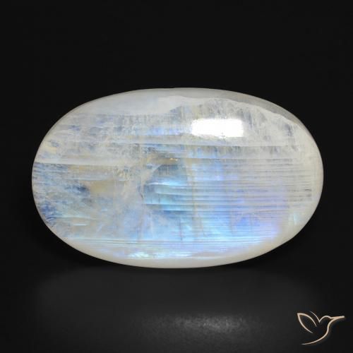 27.82ct Natural Branco azulado Pedra da Lua Arco-Íris, oval, Translúcido
