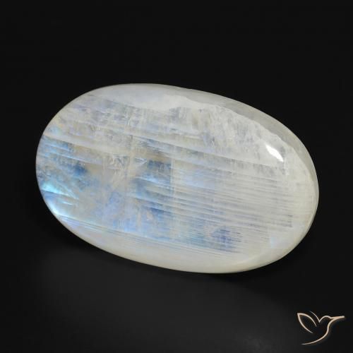 Pedra da Lua Arco-Íris Branco azulado Natural 27.82ct, oval, Translúcido