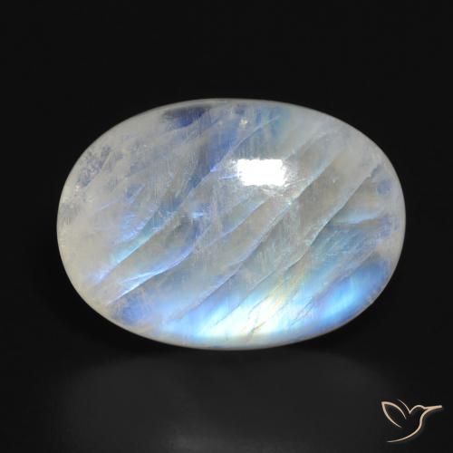14.84ct Natural Branco azulado Pedra da Lua Arco-Íris, oval, Translúcido