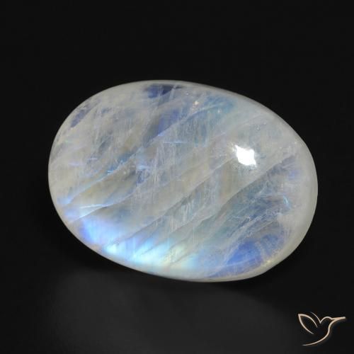 Pedra da Lua Arco-Íris Branco azulado Natural 14.84ct, oval, Translúcido
