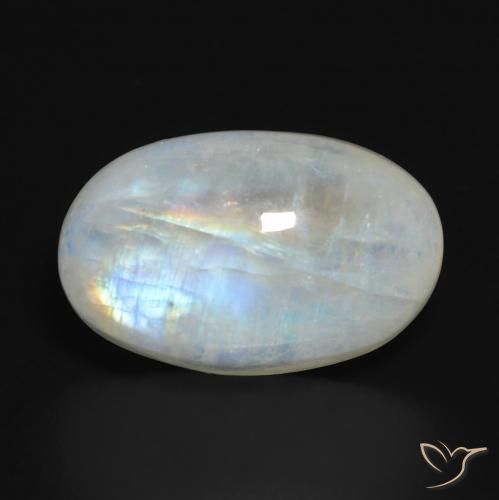 14.10ct Natural Branco azulado Pedra da Lua Arco-Íris, oval, Translúcido