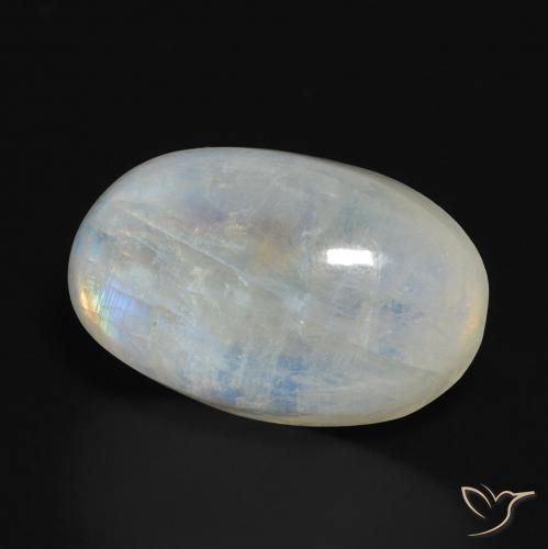 Pedra da Lua Arco-Íris Branco azulado Natural 14.10ct, oval, Translúcido