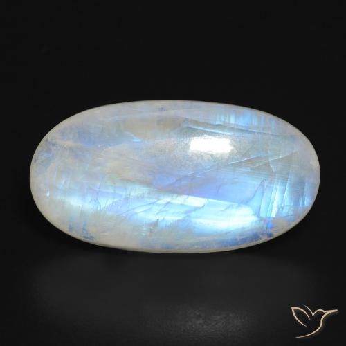 22.34ct Natural Branco azulado Pedra da Lua Arco-Íris, oval, Translúcido