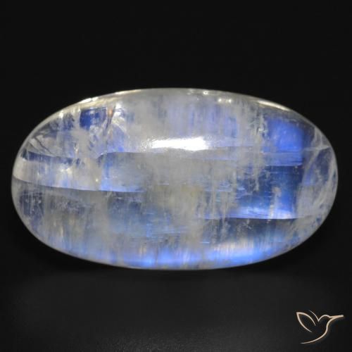 18.15ct Natural Branco azulado Pedra da Lua Arco-Íris, oval, Translúcido