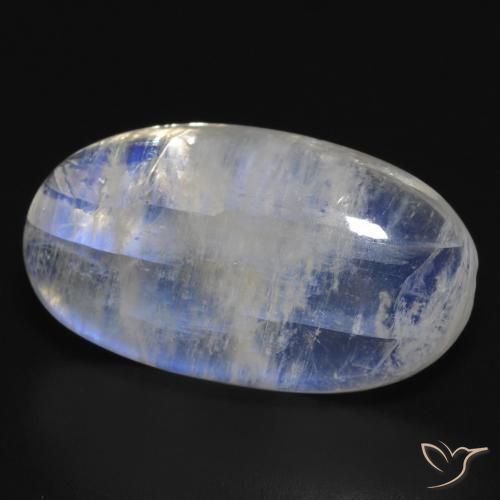 Pedra da Lua Arco-Íris Branco azulado Natural 18.15ct, oval, Translúcido
