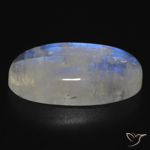 Pedra da Lua Arco-Íris Branco azulado Natural 18.15ct, oval, Translúcido