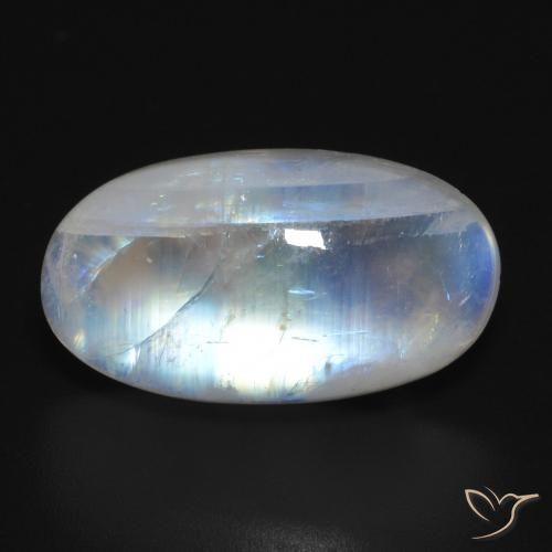 12.55ct Natural Branco azulado Pedra da Lua Arco-Íris, oval, Translúcido