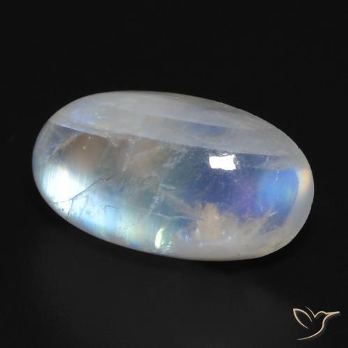 Pedra da Lua Arco-Íris Branco azulado Natural 12.55ct, oval, Translúcido