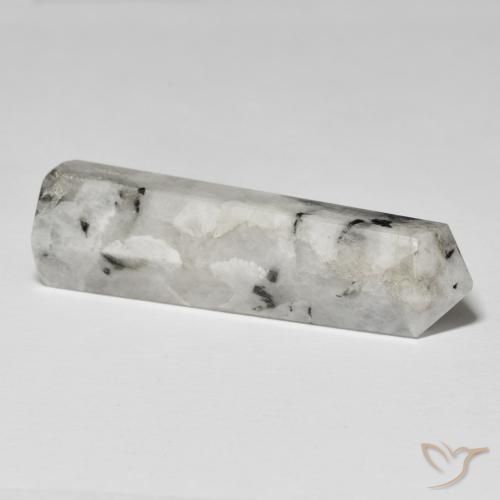 Pedra da Lua Arco-Íris branco com preto Natural 45.68ct, Chique, Opaco