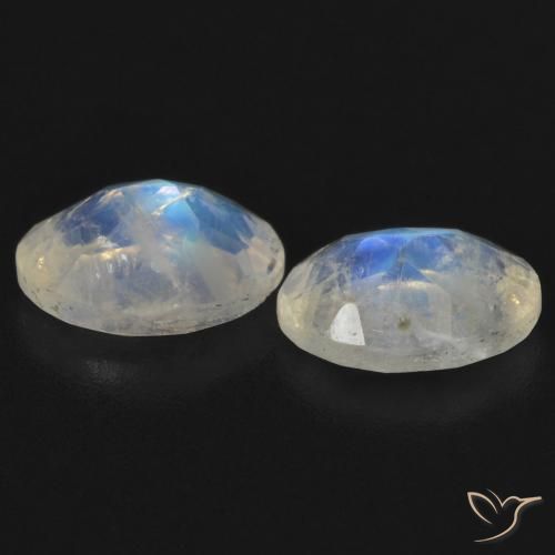 Pedras preciosas de Pedra da Lua Arco-Íris Branco azulado natural de 1.45 ct, oval, Transparente