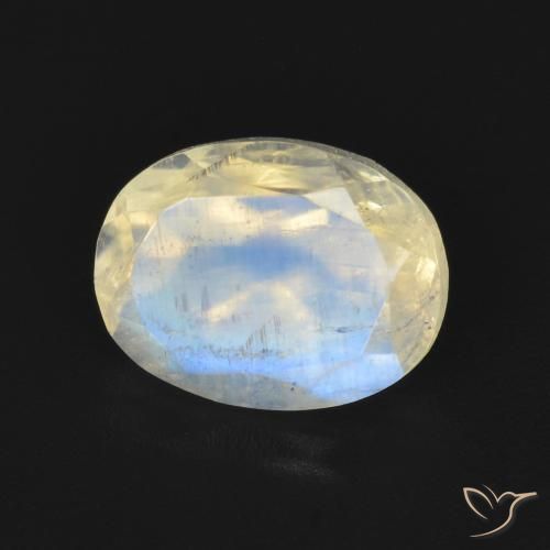 1.92ct Natural Branco azulado Pedra da Lua Arco-Íris, oval, Transparente