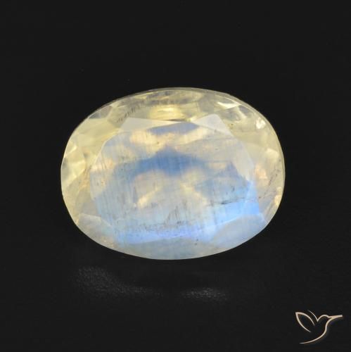 Pedra da Lua Arco-Íris Branco azulado Natural 1.92ct, oval, Transparente