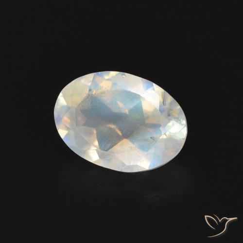 Pedra da Lua Arco-Íris Branco azulado Natural 0.72ct, oval, Transparente