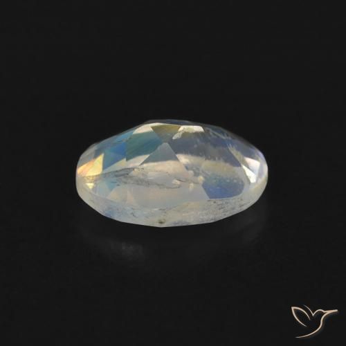 Pedra da Lua Arco-Íris Branco azulado Natural 0.72ct, oval, Transparente