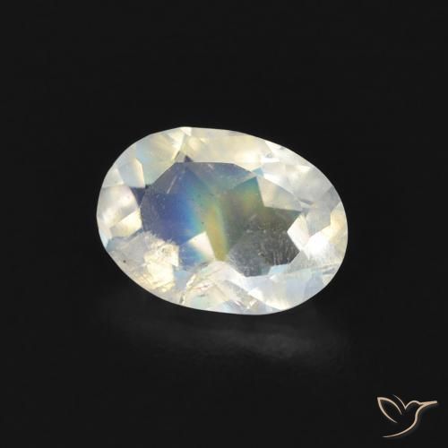 Pedra da Lua Arco-Íris Branco azulado Natural 0.67ct, oval, Transparente