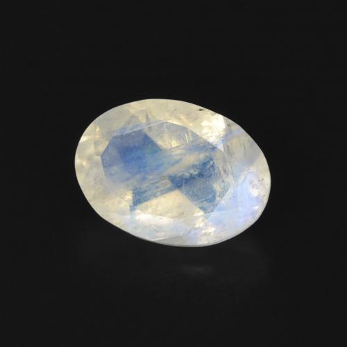 Pedra da Lua Arco-Íris Branco azulado Natural 0.81ct, oval, Transparente