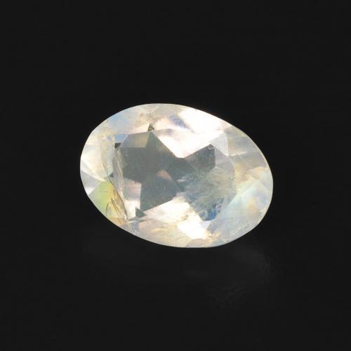 Pedra da Lua Arco-Íris Branco azulado Natural 0.76ct, oval, Transparente