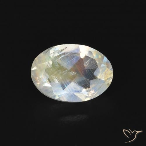 0.76ct Natural Branco azulado Pedra da Lua Arco-Íris, oval, Transparente
