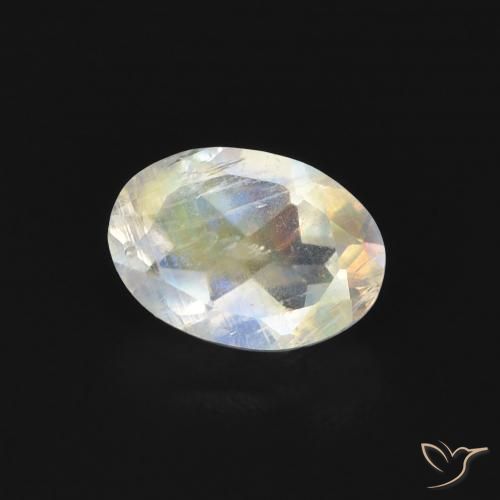 Pedra da Lua Arco-Íris Branco azulado Natural 0.76ct, oval, Transparente