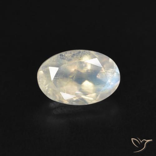 Pedra da lua arco-íris branco natural 0,54ct, corte oval, transparente