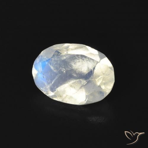 Pedra da Lua Arco-Íris Branco azulado Natural 0.74ct, oval, Transparente