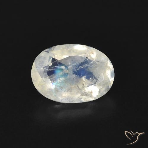 0.69ct Natural Branco azulado Pedra da Lua Arco-Íris, oval, Transparente