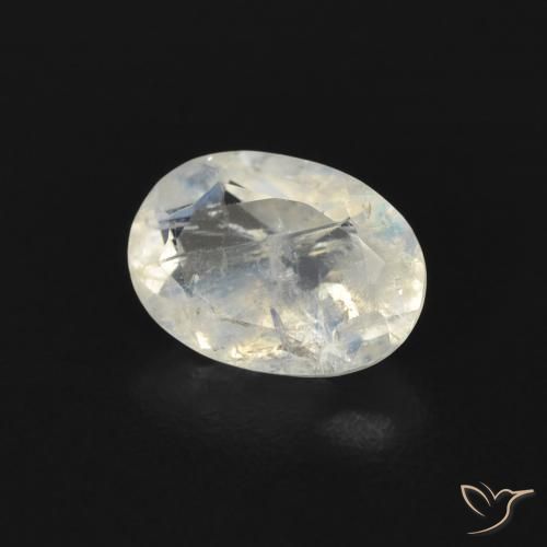 Pedra da Lua Arco-Íris Branco azulado Natural 0.69ct, oval, Transparente