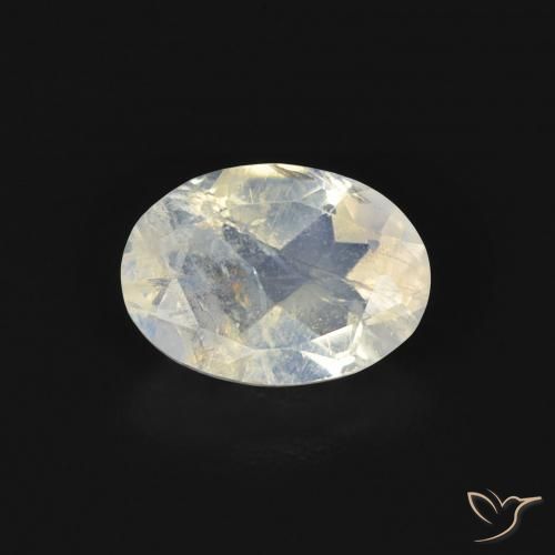 0.74ct Natural Branco azulado Pedra da Lua Arco-Íris, oval, Transparente