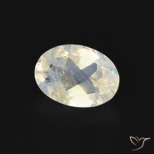 Pedra da Lua Arco-Íris Branco azulado Natural 0.74ct, oval, Transparente