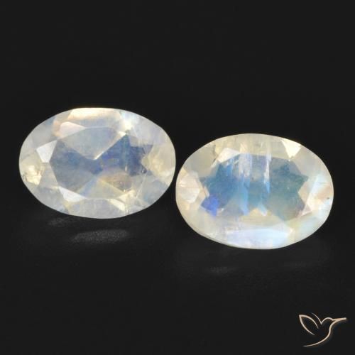 1.48ctw Natural Branco azulado Pedra da Lua Arco-Íris, oval, Transparente