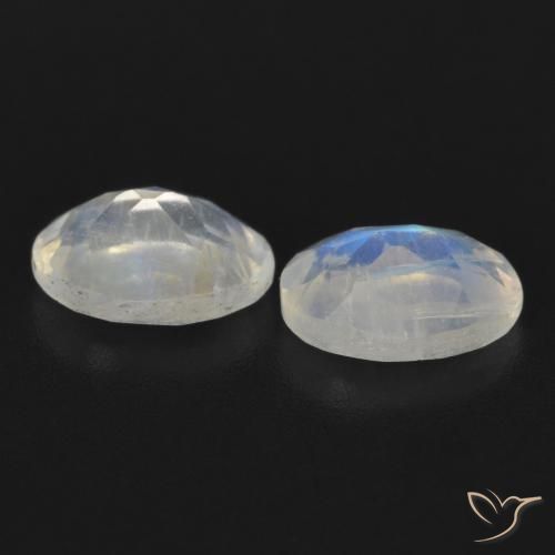 Pedras preciosas de Pedra da Lua Arco-Íris Branco azulado natural de 1.48 ct, oval, Transparente