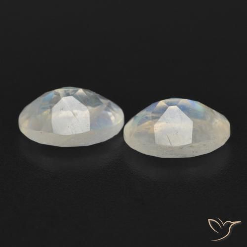 Pedras preciosas de Pedra da Lua Arco-Íris Branco azulado natural de 1.55 ct, oval, Transparente
