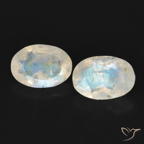 1.51ctw Natural Branco azulado Pedra da Lua Arco-Íris, oval, Transparente