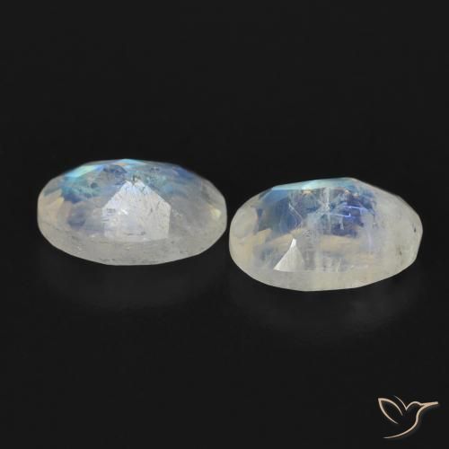 Pedras preciosas de Pedra da Lua Arco-Íris Branco azulado natural de 1.51 ct, oval, Transparente
