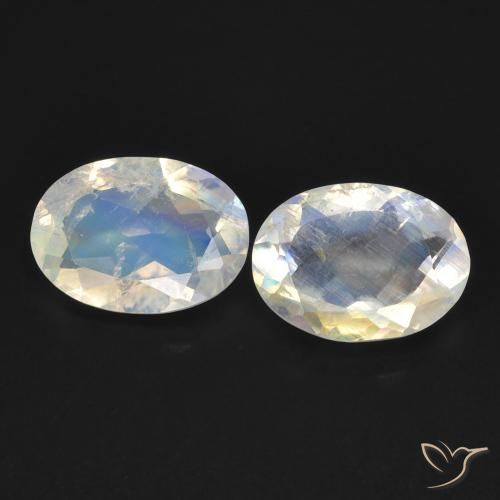 1.41ctw Natural Branco azulado Pedra da Lua Arco-Íris, oval, Transparente