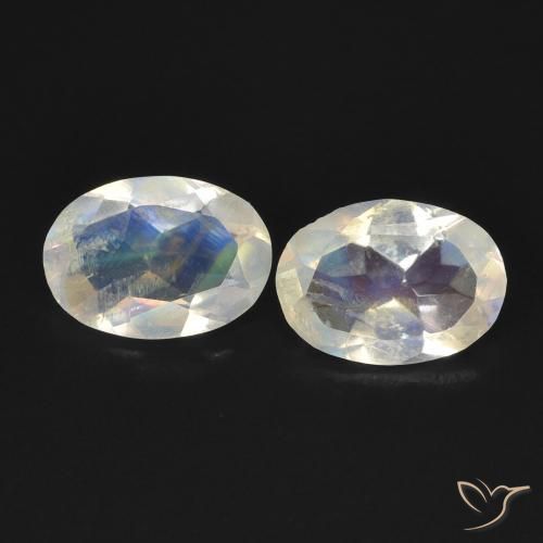 1.13ctw Natural Branco azulado Pedra da Lua Arco-Íris, oval, Transparente