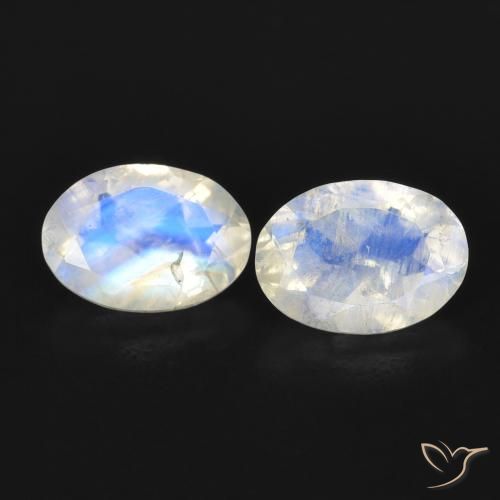 1.48ctw Natural Branco azulado Pedra da Lua Arco-Íris, oval, Transparente