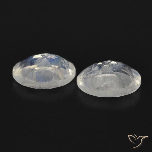 Pedras preciosas de Pedra da Lua Arco-Íris Branco azulado natural de 1.48 ct, oval, Transparente
