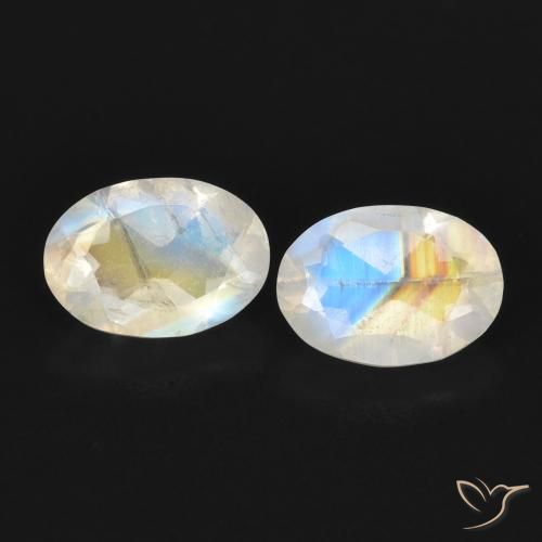 1.49ctw Natural Branco azulado Pedra da Lua Arco-Íris, oval, Transparente