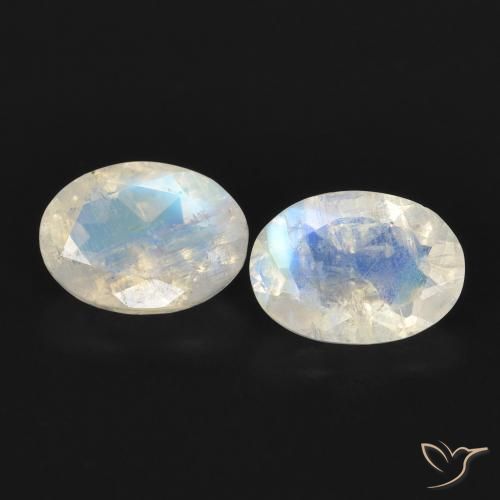 1.53ctw Natural Branco azulado Pedra da Lua Arco-Íris, oval, Transparente