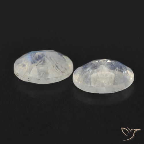 Pedras preciosas de Pedra da Lua Arco-Íris Branco azulado natural de 1.53 ct, oval, Transparente