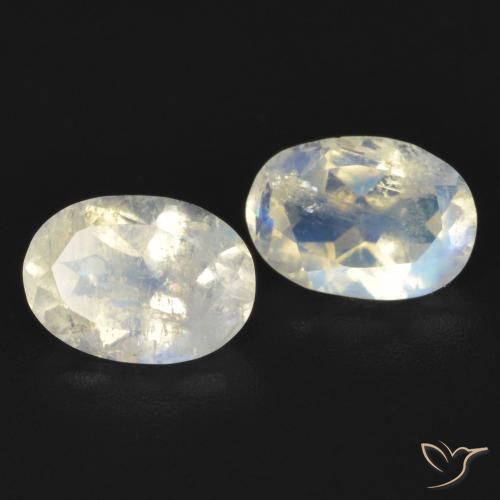 1.47ctw Natural Branco azulado Pedra da Lua Arco-Íris, oval, Transparente
